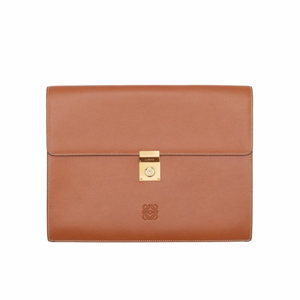 LOEWE Anagram Embossing Leather Clutch Bag Brown 13-15” Laptop Case Sleeve